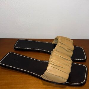 STAUD Women's Tan Slide Sandals